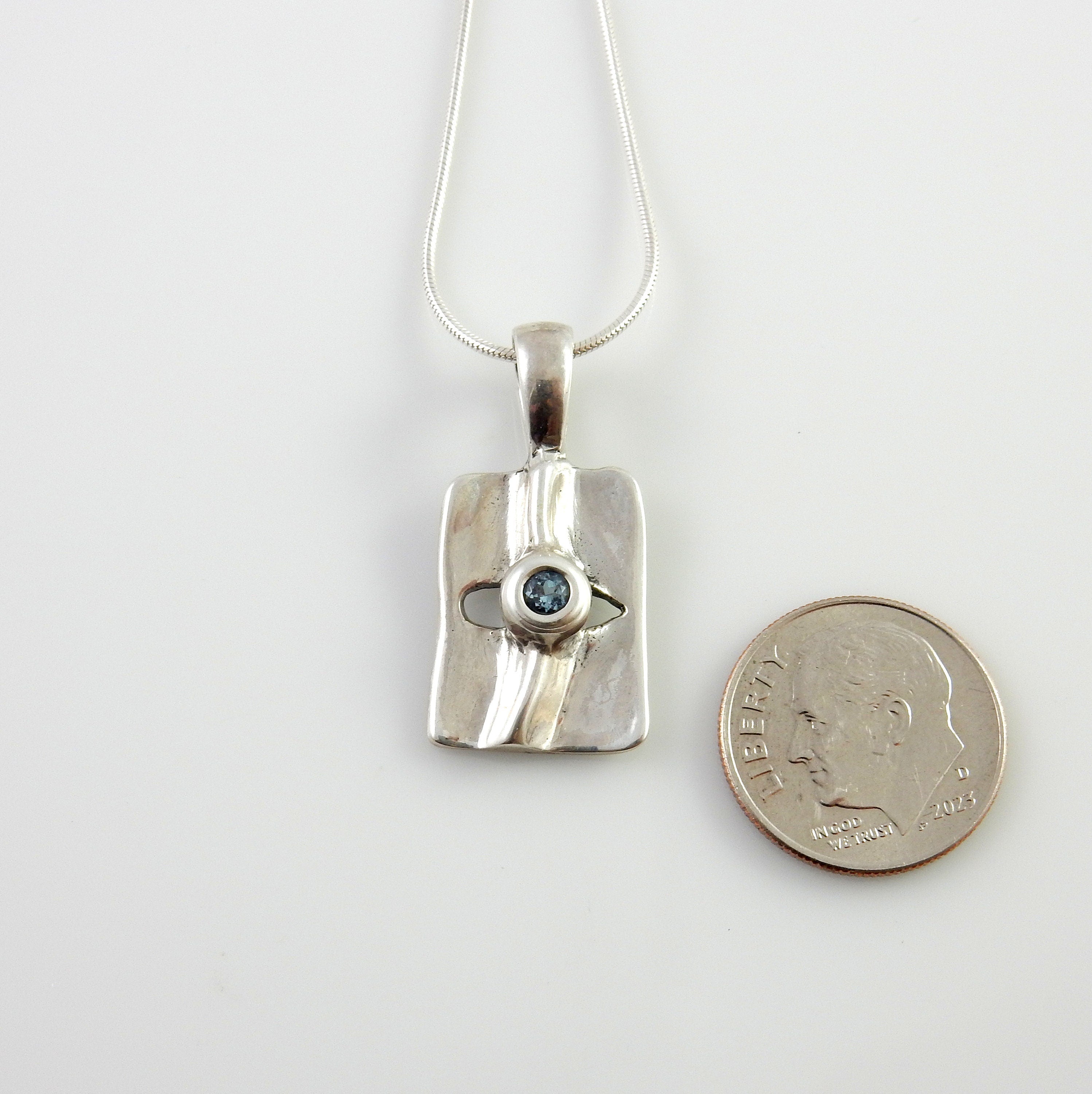 Sterling Silver Blue Topaz Handmade Pendant, Beautiful silver topaz drop pendant, topaz designer silver .925 drop pendant with chain