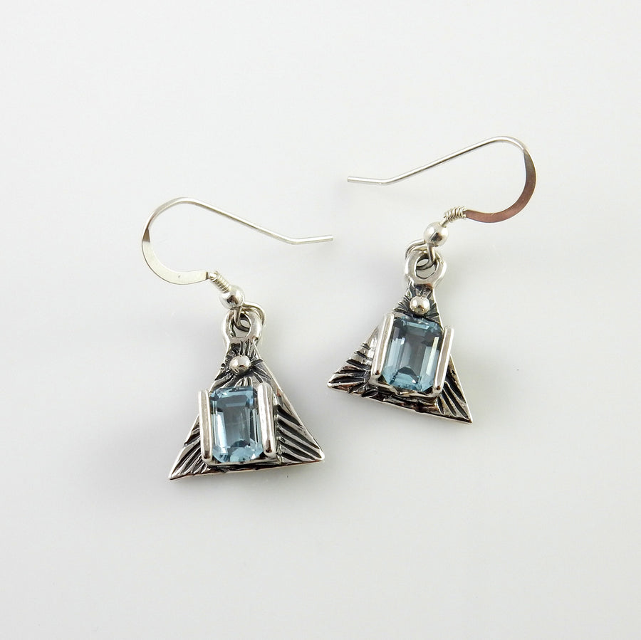 Sterling Silver Topaz Textured Earrings