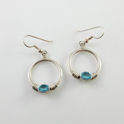 Sterling Silver Blue Topaz Round Earrings