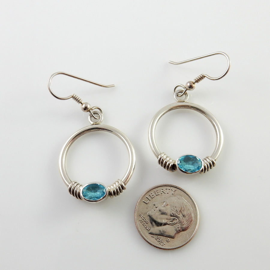 Sterling Silver Blue Topaz Round Earrings