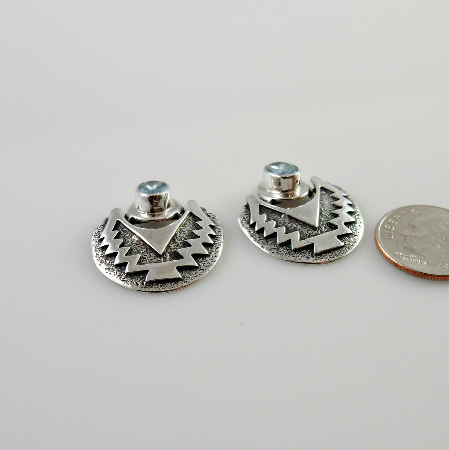 Southwestern Sterling Silver Topaz Post Earrings