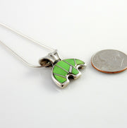 Sterling Silver Green Turquoise Inlay Bear Pendant