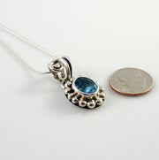 Sterling Silver Blue Topaz Handmade Pendant, Beautiful silver topaz drop pendant, topaz southwestern silver .925 pendant