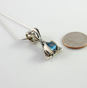 Sterling Silver Blue Topaz Handmade Pendant, Beautiful silver topaz drop pendant, topaz designer silver .925 drop pendant with chain