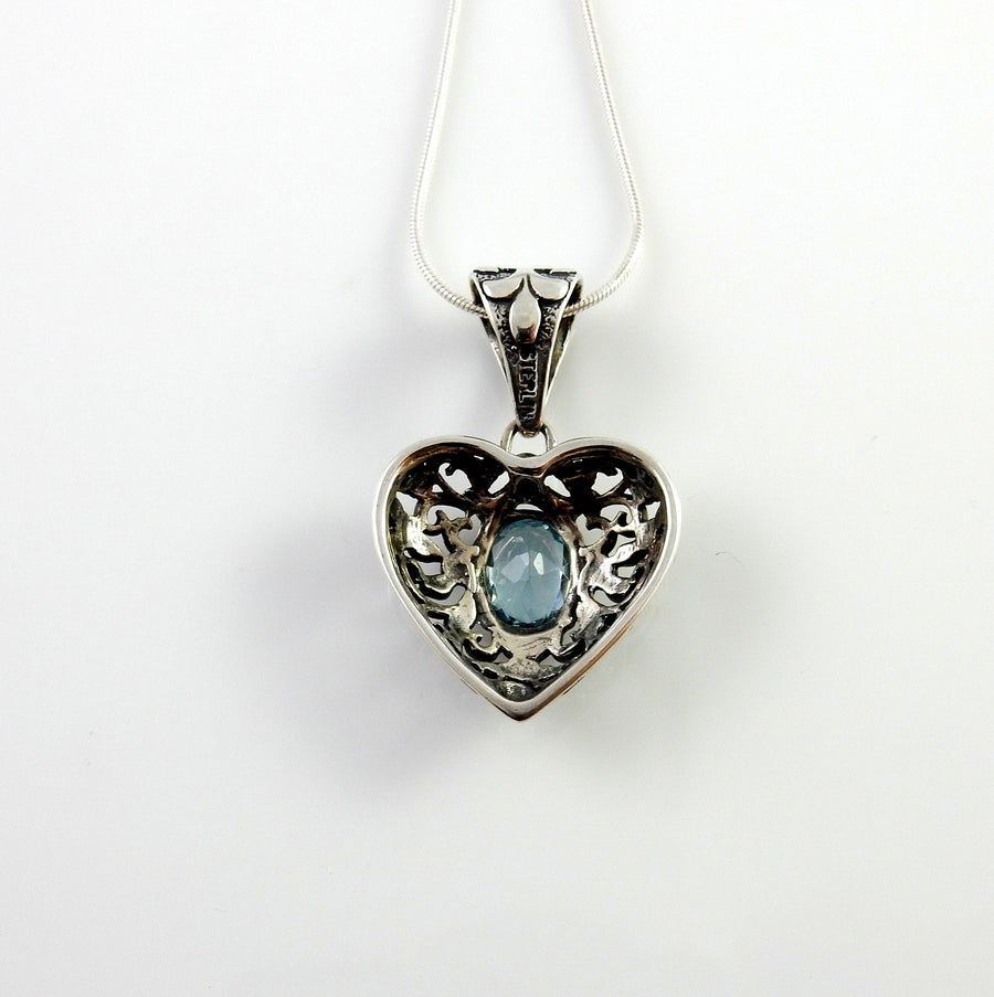 Sterling Silver Blue Topaz Handmade Pendant, Beautiful silver topaz drop pendant, topaz designer silver .925 drop pendant with chain