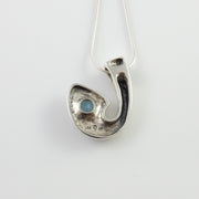 Sterling Silver Blue Topaz Textured Pendant, Beautiful silver topaz drop pendant, topaz designer silver .925 drop pendant with chain