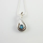 Sterling Silver Blue Topaz Handmade Pendant, Beautiful silver topaz drop pendant, topaz designer silver .925 drop pendant with chain