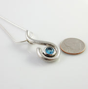 Sterling Silver Blue Topaz Handmade Pendant, Beautiful silver topaz drop pendant, topaz designer silver .925 drop pendant with chain