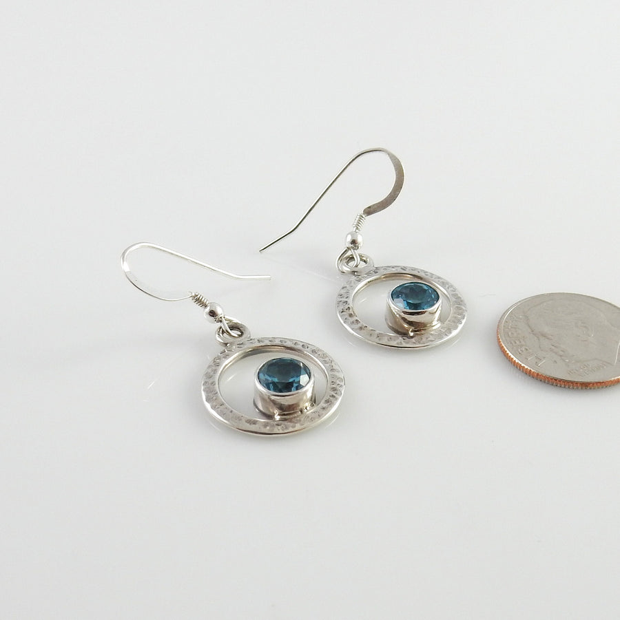 Sterling Silver Topaz Round Dangle Earrings