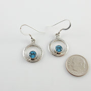 Sterling Silver Topaz Round Dangle Earrings