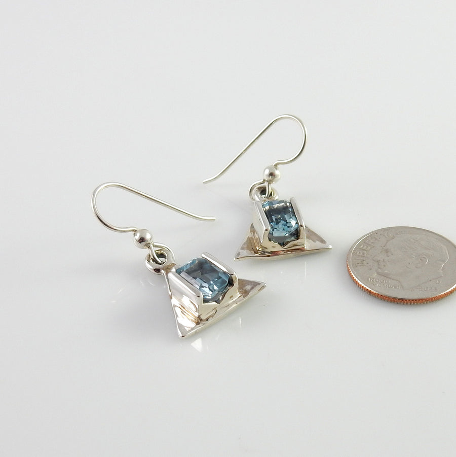 Sterling Silver Channel-Set Topaz Earrings