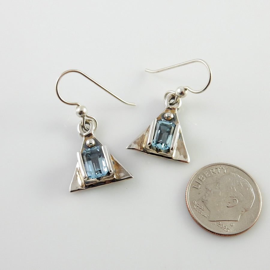 Sterling Silver Channel-Set Topaz Earrings