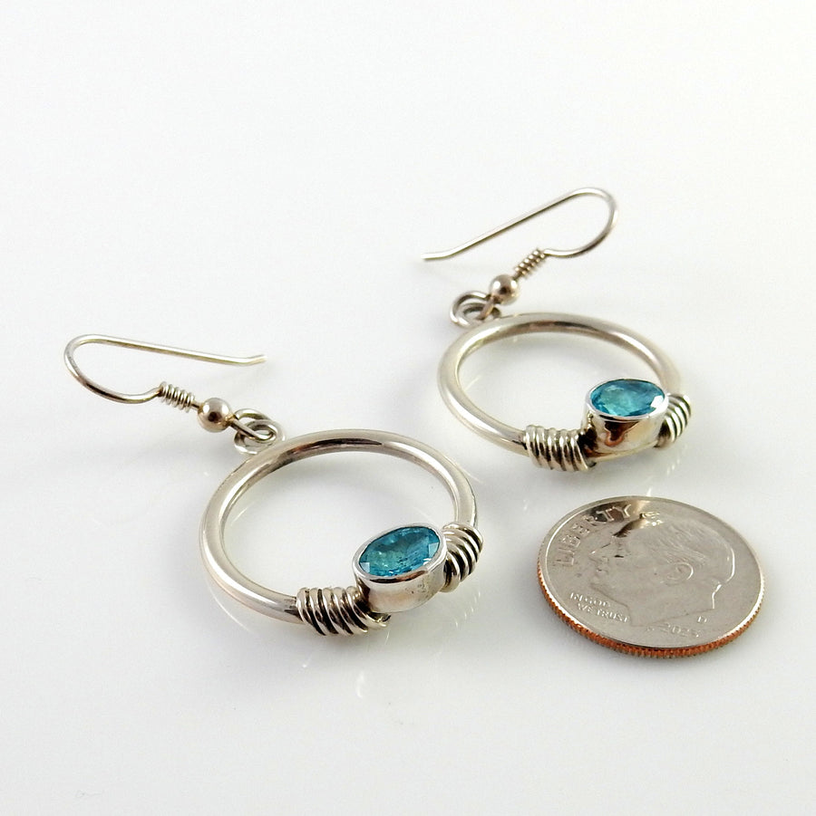 Sterling Silver Blue Topaz Round Earrings