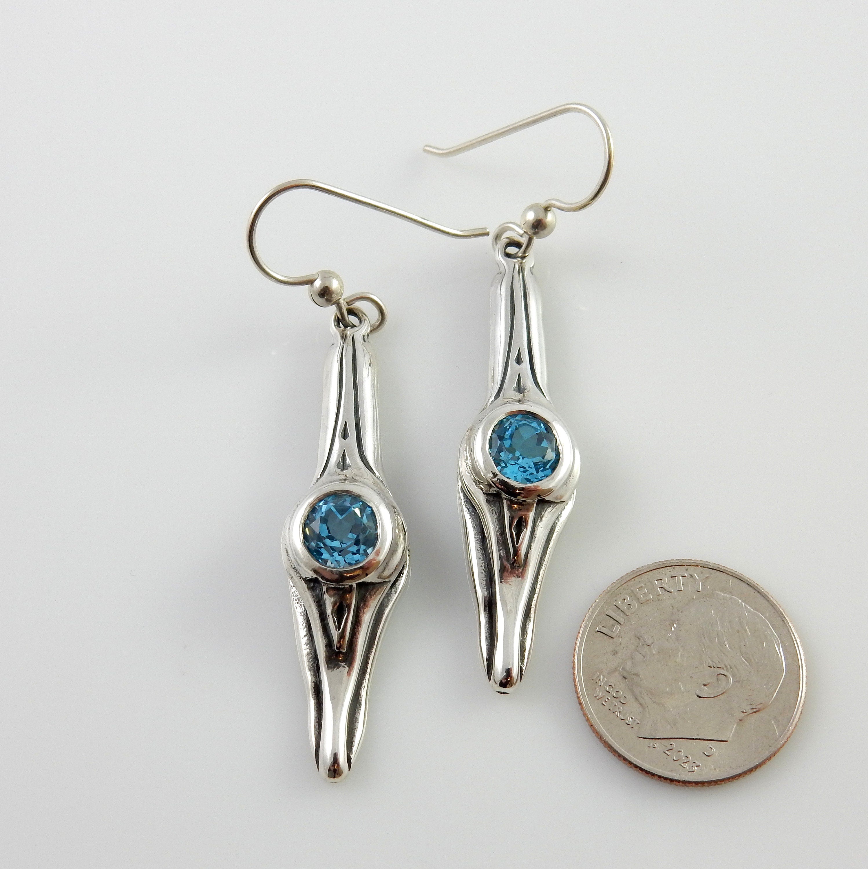 Sterling Silver Blue Topaz Dangle Earrings