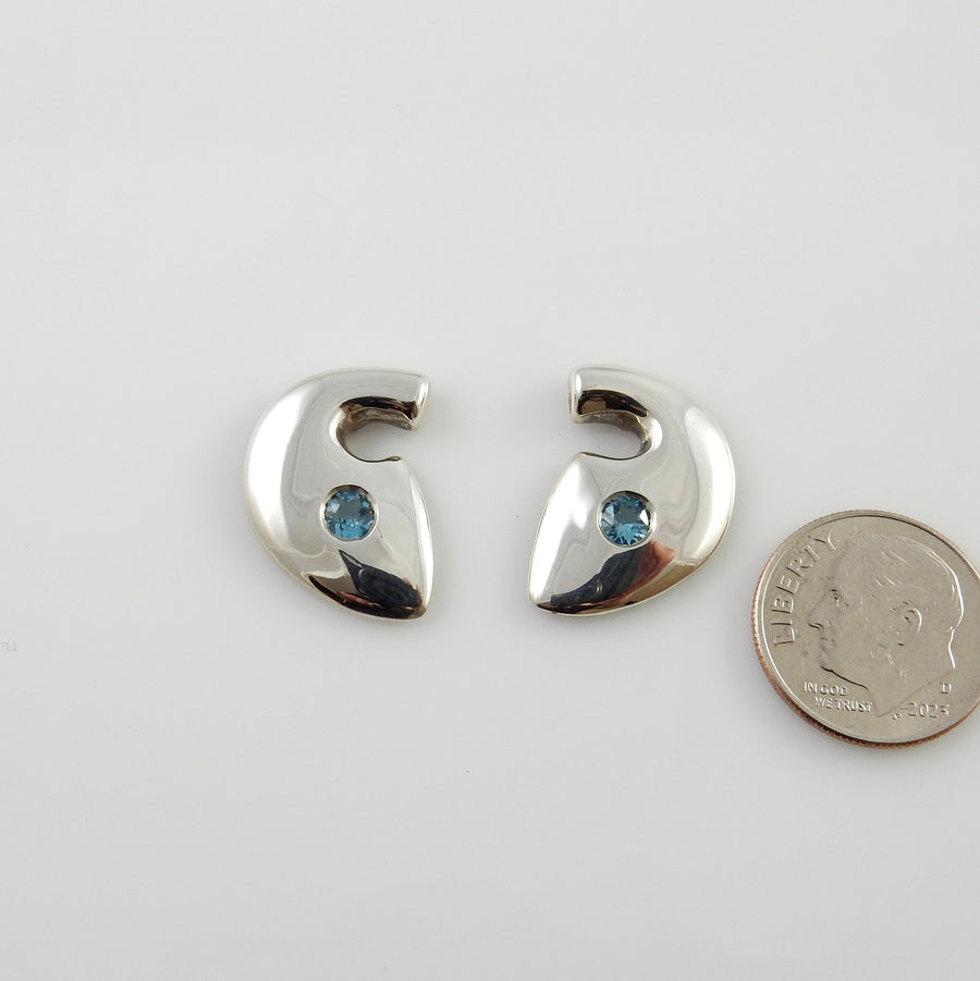 Sterling Silver Designer Blue Topaz Earrings