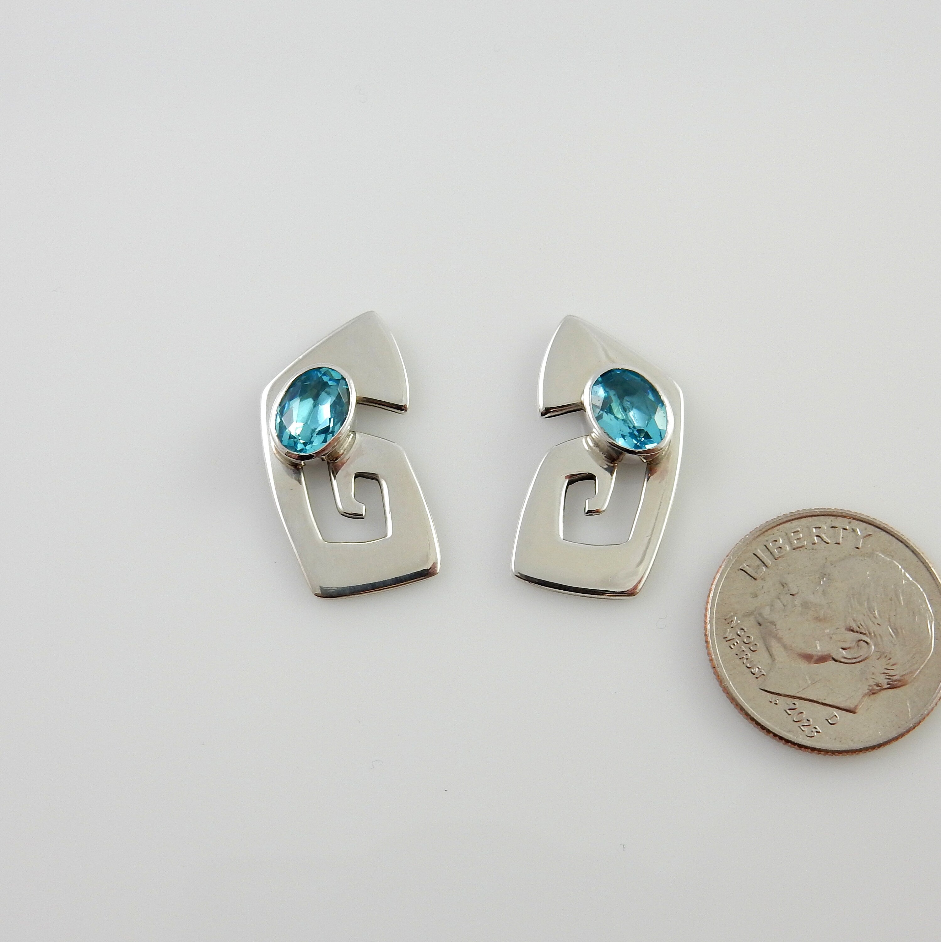 Sterling Silver Blue Topaz Post Earrings