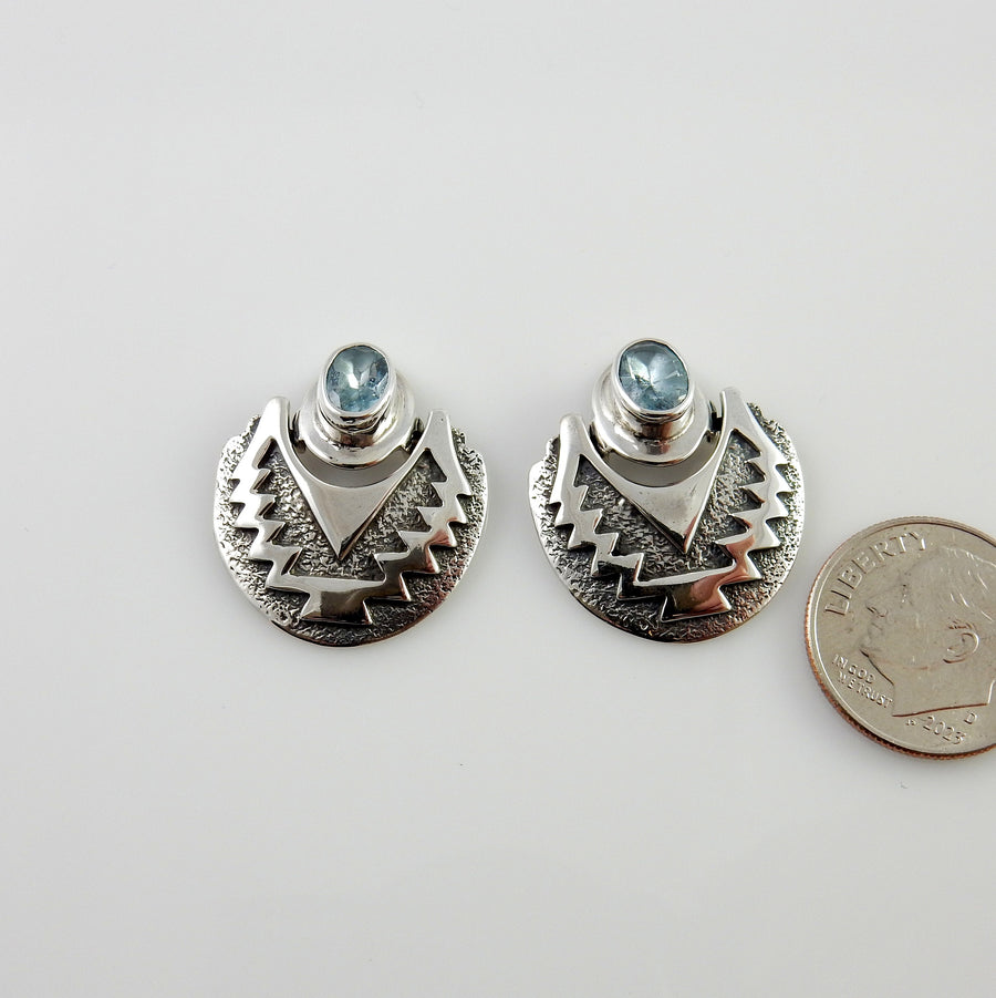 Southwestern Sterling Silver Topaz Post Earrings