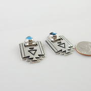 Southwestern Sterling Silver Topaz Post Earrings