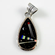 Sterling silver multi-stone onyx inlay cosmic pendant