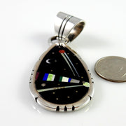 Sterling silver multi-stone onyx inlay cosmic pendant