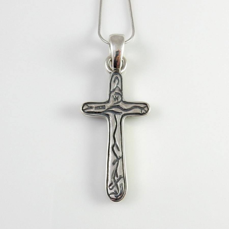 Sterling Silver Mosaic Turquoise Lapis Inlay Cross Pendant