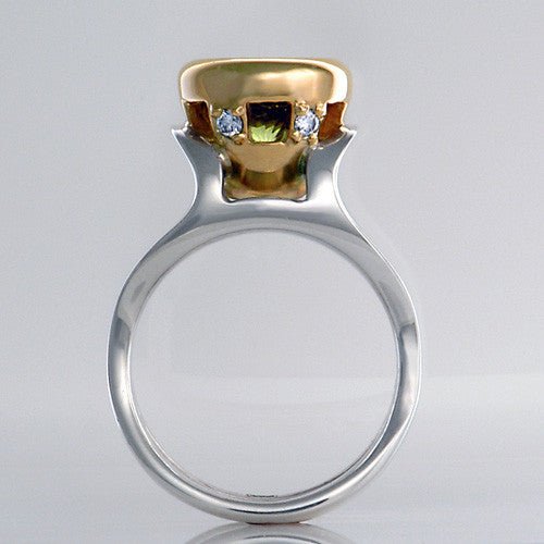 Lime Citrine Diamond Gold Silver Ring Size 7.5 - DeSantis