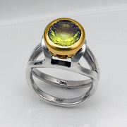 Lime Citrine Diamond Gold Silver Ring Size 7.5 - DeSantis