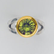 Lime Citrine Diamond Gold Silver Ring Size 7.5 - DeSantis