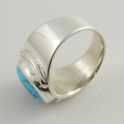 Modern Handmade Kingman Blue Turquoise Silver Ring size 9 - DeSantis