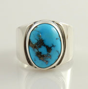 Modern Handmade Kingman Blue Turquoise Silver Ring size 9 - DeSantis