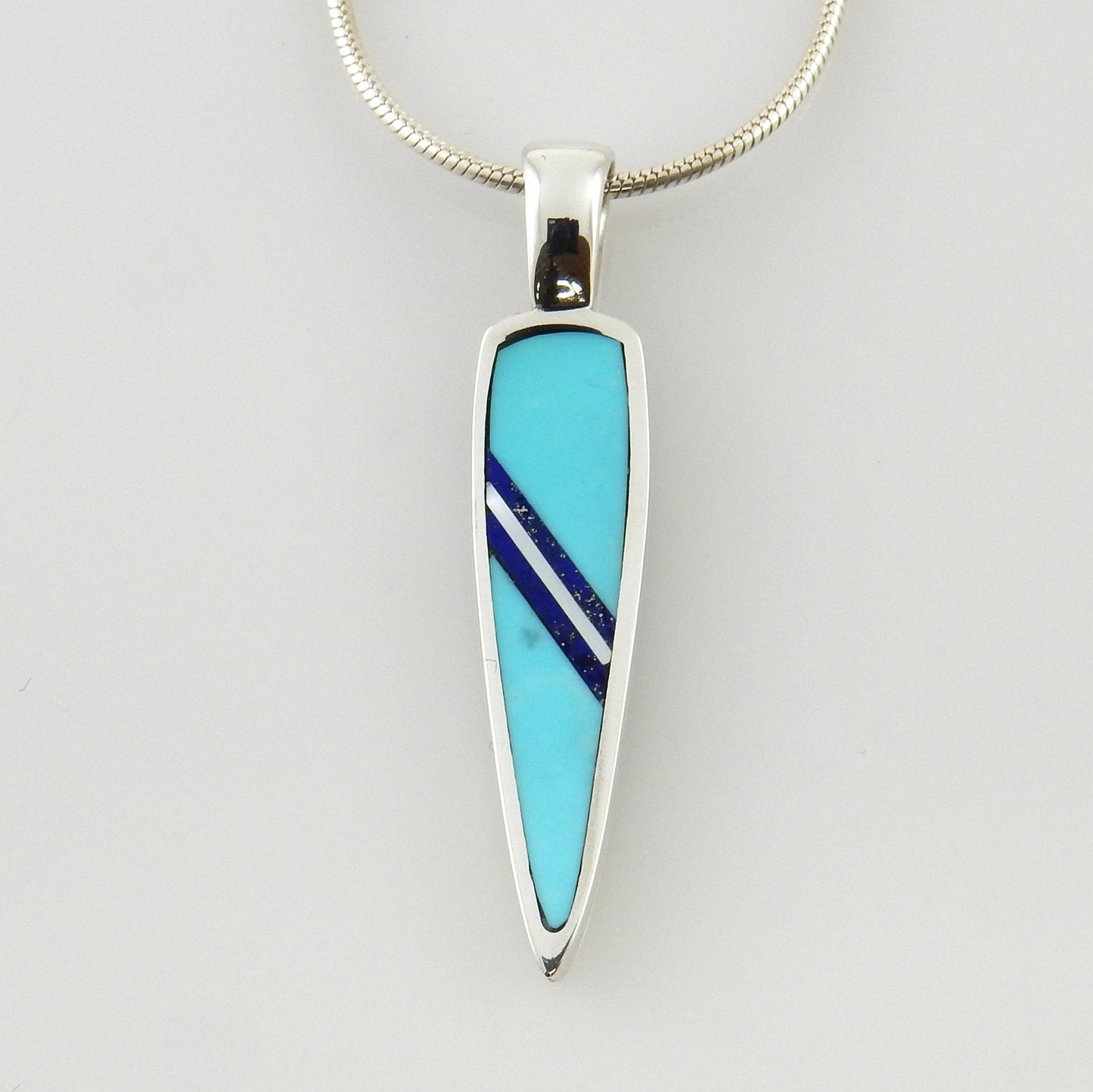 Multistone inlay pendant/silver inlay pendant/unique turquoise inlay pendant/unique silver inlay necklace/modern inlay pendant/inlay jewelry - DeSantis