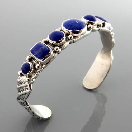 Natural Blue Lapis Lazuli Sterling Silver Cuff Bracelet - DeSantis