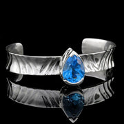 Natural Blue Topaz Sterling Silver Handcrafted Cuff Bracelet - DeSantis