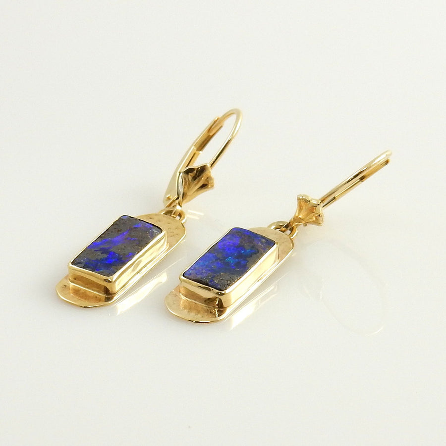 Natural Boulder Opal 14kt Yellow Gold Drop Earrings - DeSantis