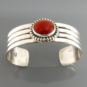 Natural Italian Red Coral Sterling Silver Cuff Bracelet - DeSantis