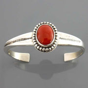 Natural Italian Red Coral Sterling Silver Cuff Bracelet - DeSantis