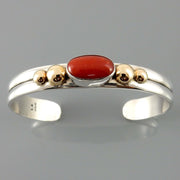 Natural Red Coral Two Toned Cuff Bracelet - DeSantis