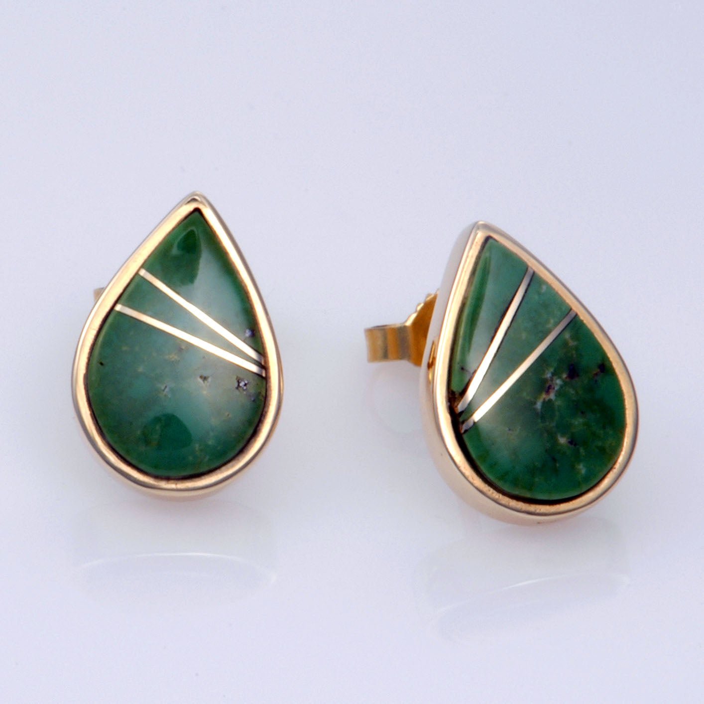 Natural Turquoise 14kt Gold Inlay Earrings - DeSantis