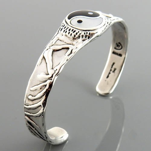 Nice Sterling Silver Yin Yang Cuff Bracelet - DeSantis