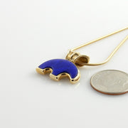 One of a Kind Handcrafted Lapis Gold Bear Pendant, Modern 14kt Yellow Gold Lapis Lazuli Bear Pendant, Yellow Gold Lapis Inlay Bear Pendant - DeSantis