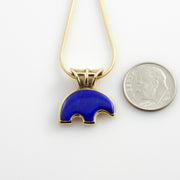 One of a Kind Handcrafted Lapis Gold Bear Pendant, Modern 14kt Yellow Gold Lapis Lazuli Bear Pendant, Yellow Gold Lapis Inlay Bear Pendant - DeSantis