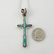 One of a Kind Sterling Natural Opal Mosaic Cross Pendant - DeSantis