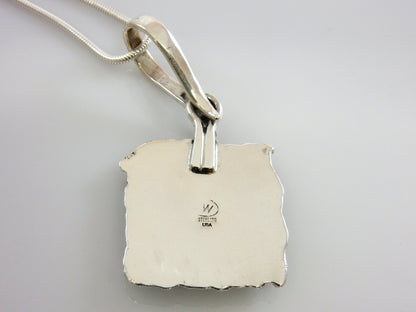 One of a Kind Sterling Silver Blue Spiderweb Turquoise Pendant - DeSantis