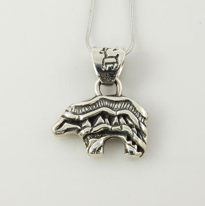 One of a Kind Sterling Silver Turquoise Lapis Bear Pendant - DeSantis