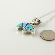 One of a Kind Sterling Silver Turquoise Lapis Bear Pendant - DeSantis