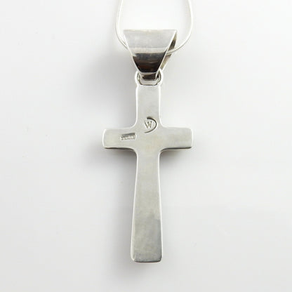 One of a Kind Sterling Silver Turquoise Onyx Inlay Cross Pendant - DeSantis
