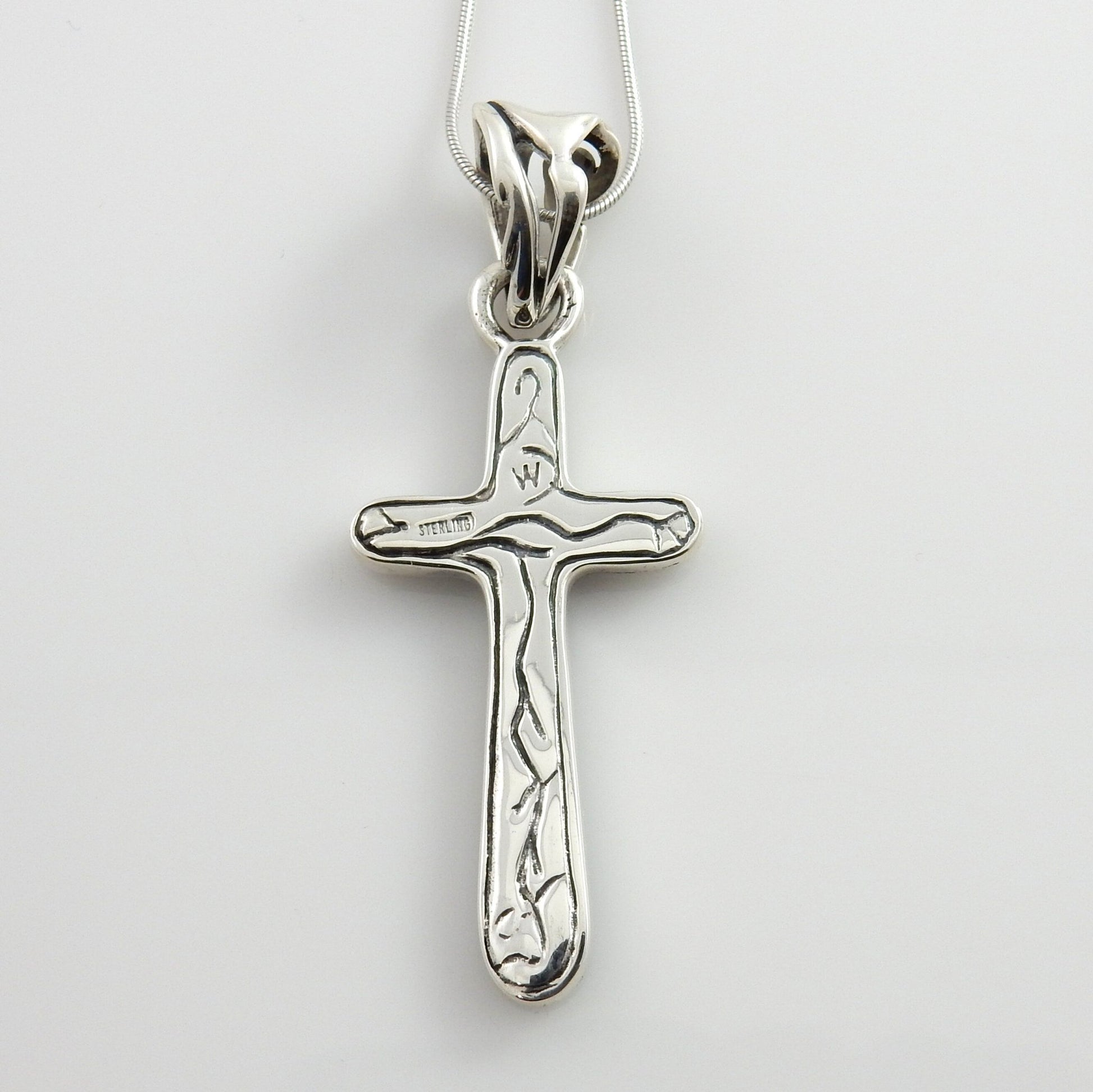 One of Kind Sterling Silver Mosaic Turquoise Inlay Cross Pendant - DeSantis