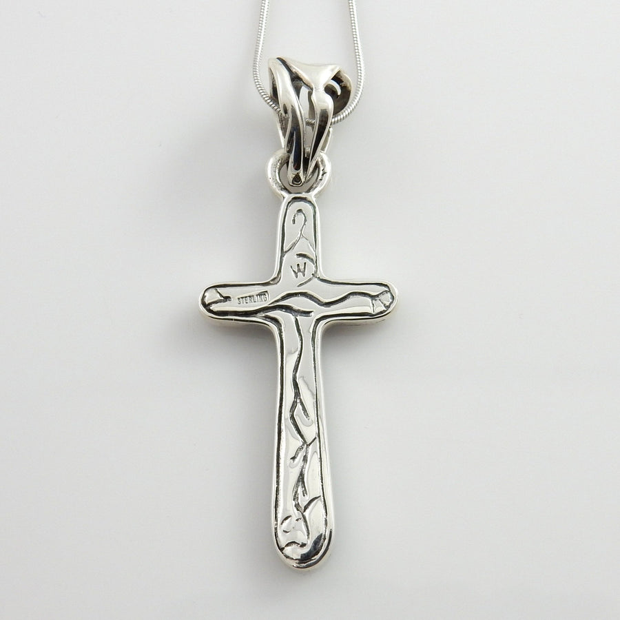 One of Kind Sterling Silver Mosaic Turquoise Inlay Cross Pendant - DeSantis