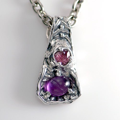 Pink Tourmaline Amethyst Sterling Silver Pendant - DeSantis