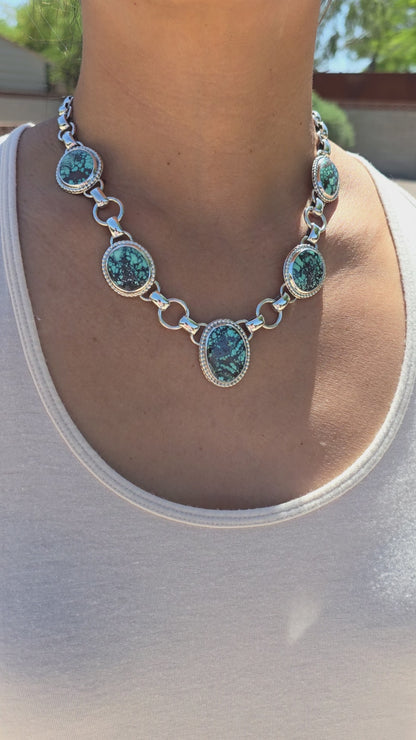 Handmade Adjustable Sterling Silver Tibetan Turquoise Necklace